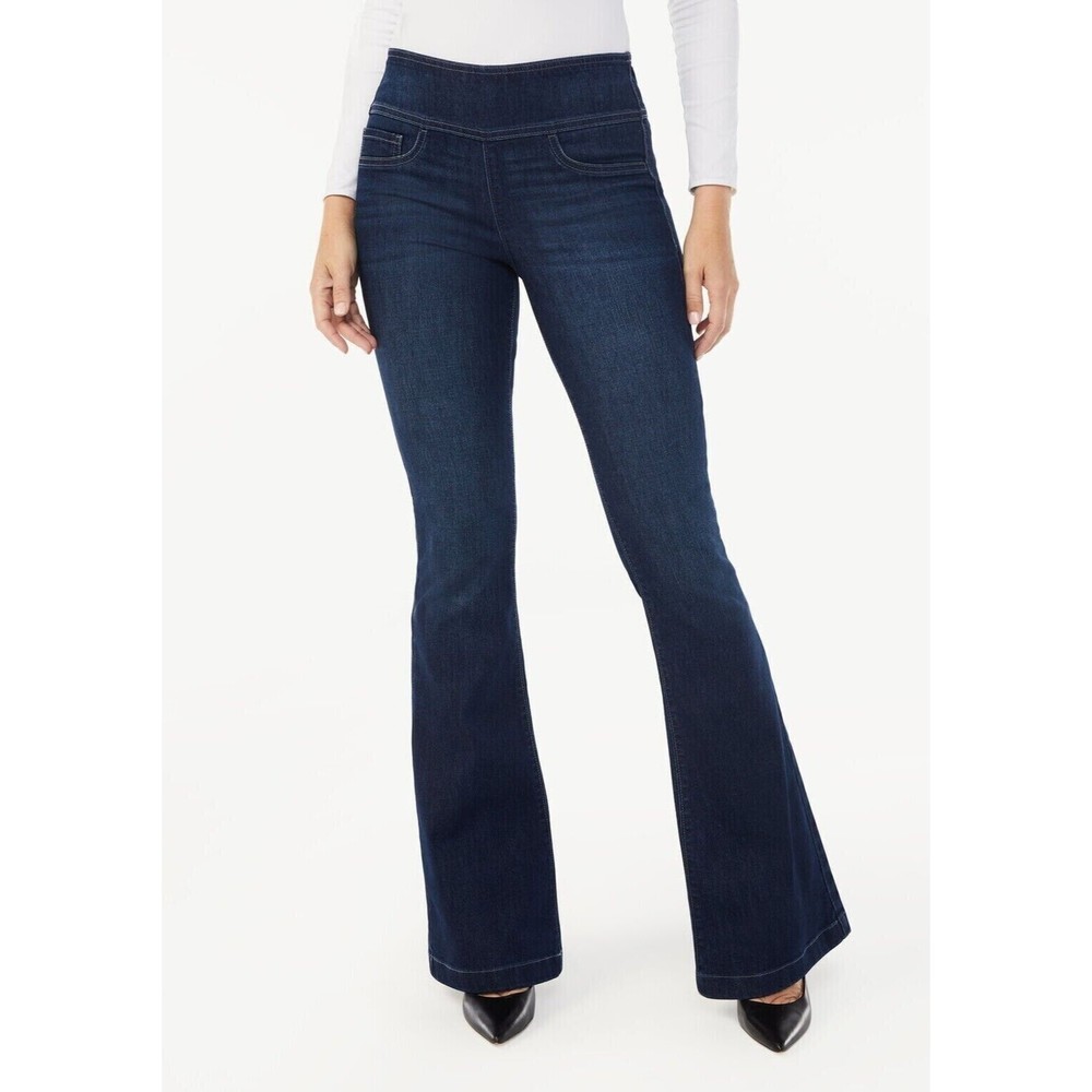 Sofia Jeans by Sofia Vergara Melisa Super High Rise Sz 4 Flare Pull On Dark Wash - Picture 1 of 16